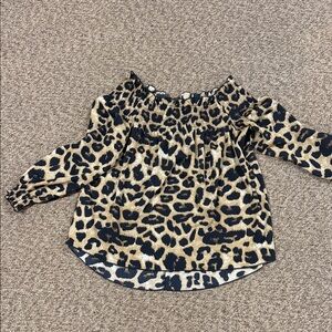 Leopard Print Kids Off-Shoulder Top